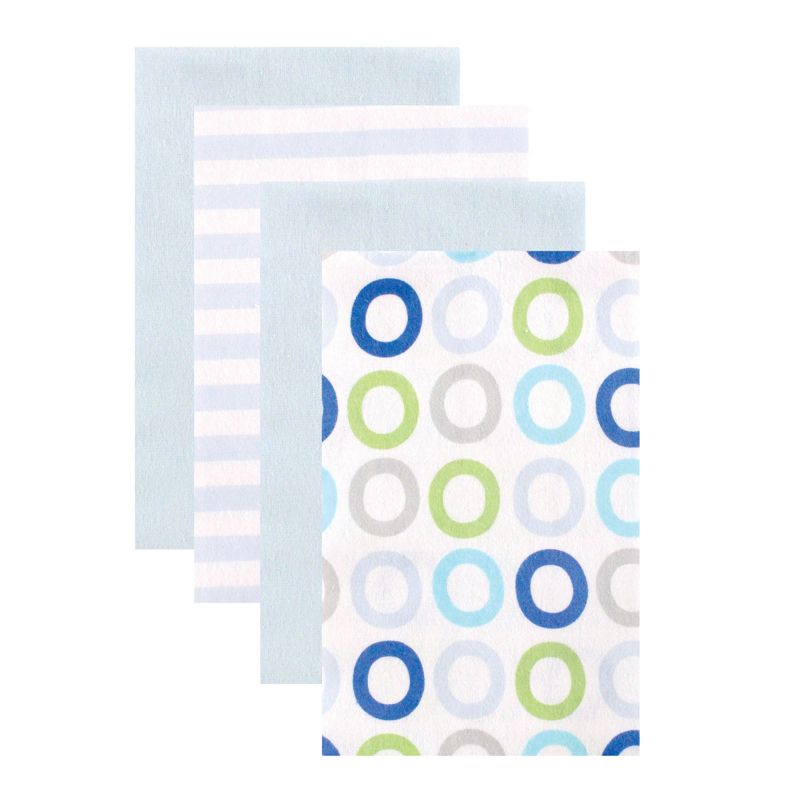 Luvable Friends Baby Boy Flannel Burp Cloths 4pk, Blue, One Size