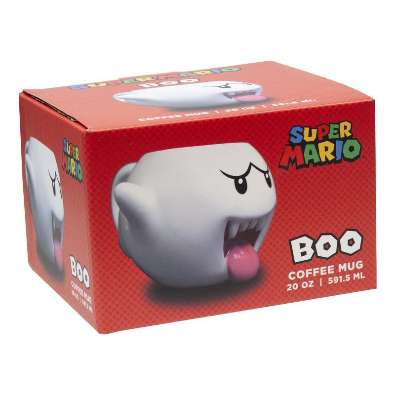 Just Funky Super Mario Bros White Boo Molded Coffee Mug | 20 oz