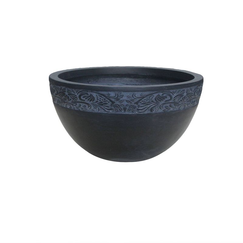 11.8" Kante Lightweight Traditional Bowl Concrete Planter Charcoal Black - Rosemead Home & Garden, Inc.