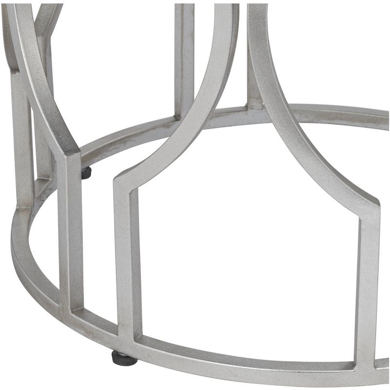 55 Downing Street Fara 20" Wide Silver and Mirrored Top Round End Table