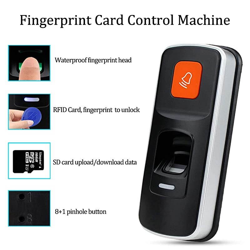 Fingerprint Door Locks System RFID Access Control Reader Biometric Electronic Door Opener with Smart Key Cards WG26 SD Card
