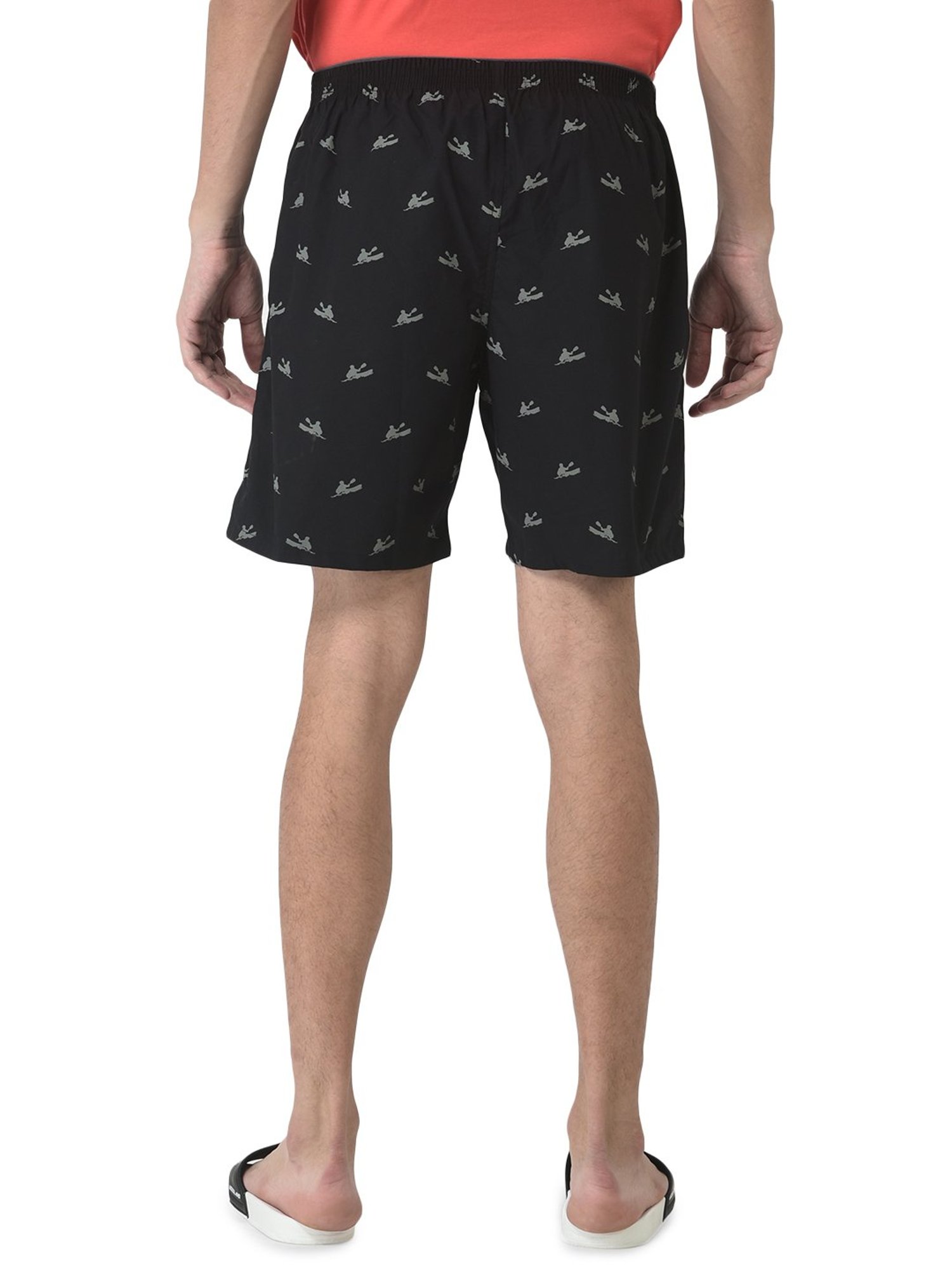 Woodland Black Printed Shorts