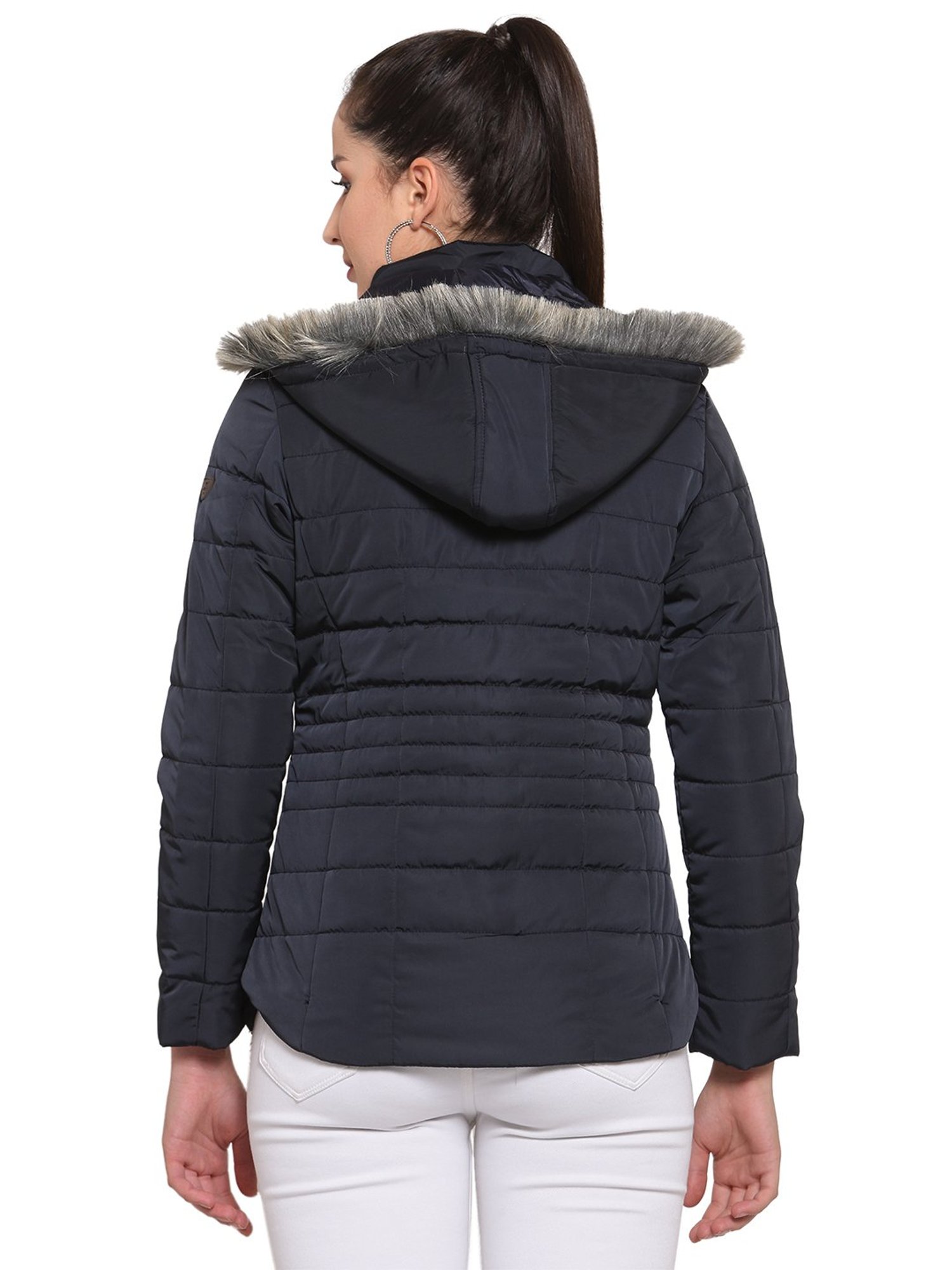 Juelle Navy Full Sleeves Hooded Jacket