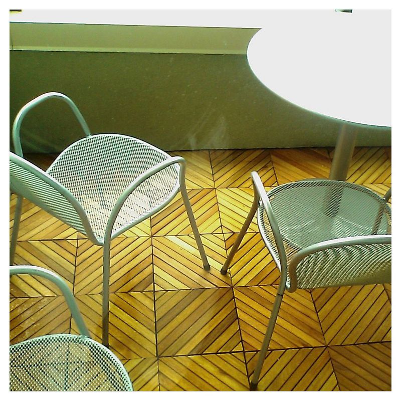 Vifah 12 Diagonal Slat Acacia Interlocking Deck Tile - Brown (Set of 10)