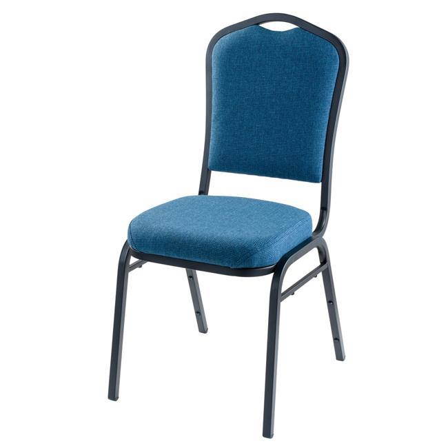 National Public Seating 9374-BT Deluxe Fabric Upholstered Padded Stack Chair, Natural Blue & Black Santex