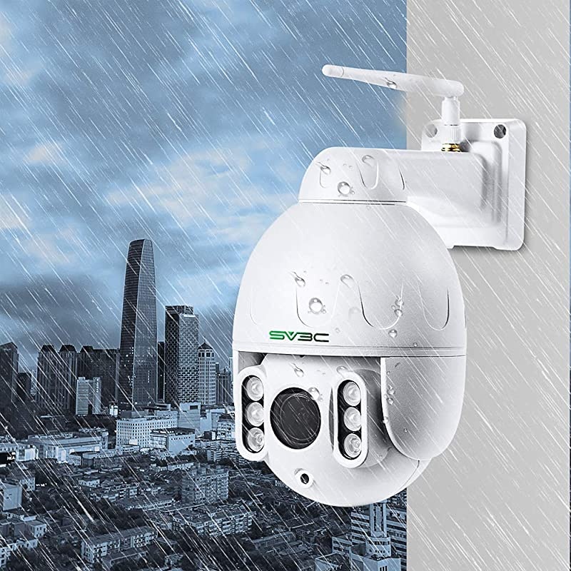 PTZ WiFi Camera Outdoor with Metal IP66 Waterproof Shell HD 1080P Pan 360&deg; Tilt 5X Zoom Wireless Security Camera 196ft IR Night Vision Humanoid Detect Two Way Audio Support SD Card Storage