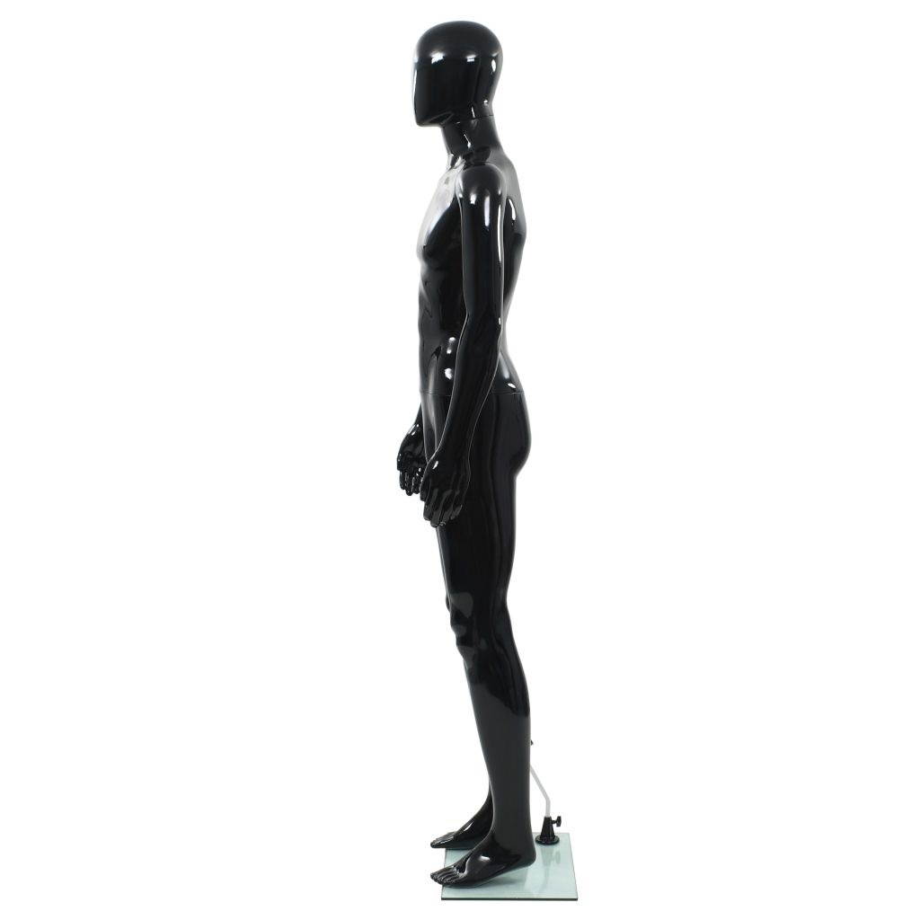 vidaXL Full Body Male Mannequin with Glass Base Glossy Black 72.8" Display