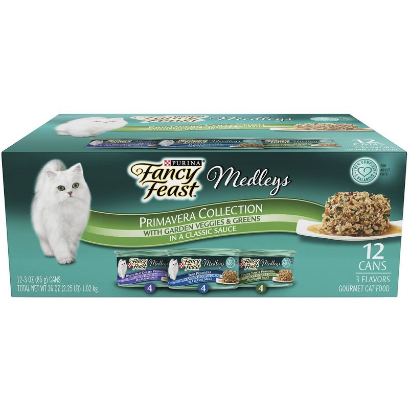 Purina Fancy Feast Medleys Gourmet Wet Cat Food In a Classic Sauce Primavera Collection - 3oz/12ct Variety Pack