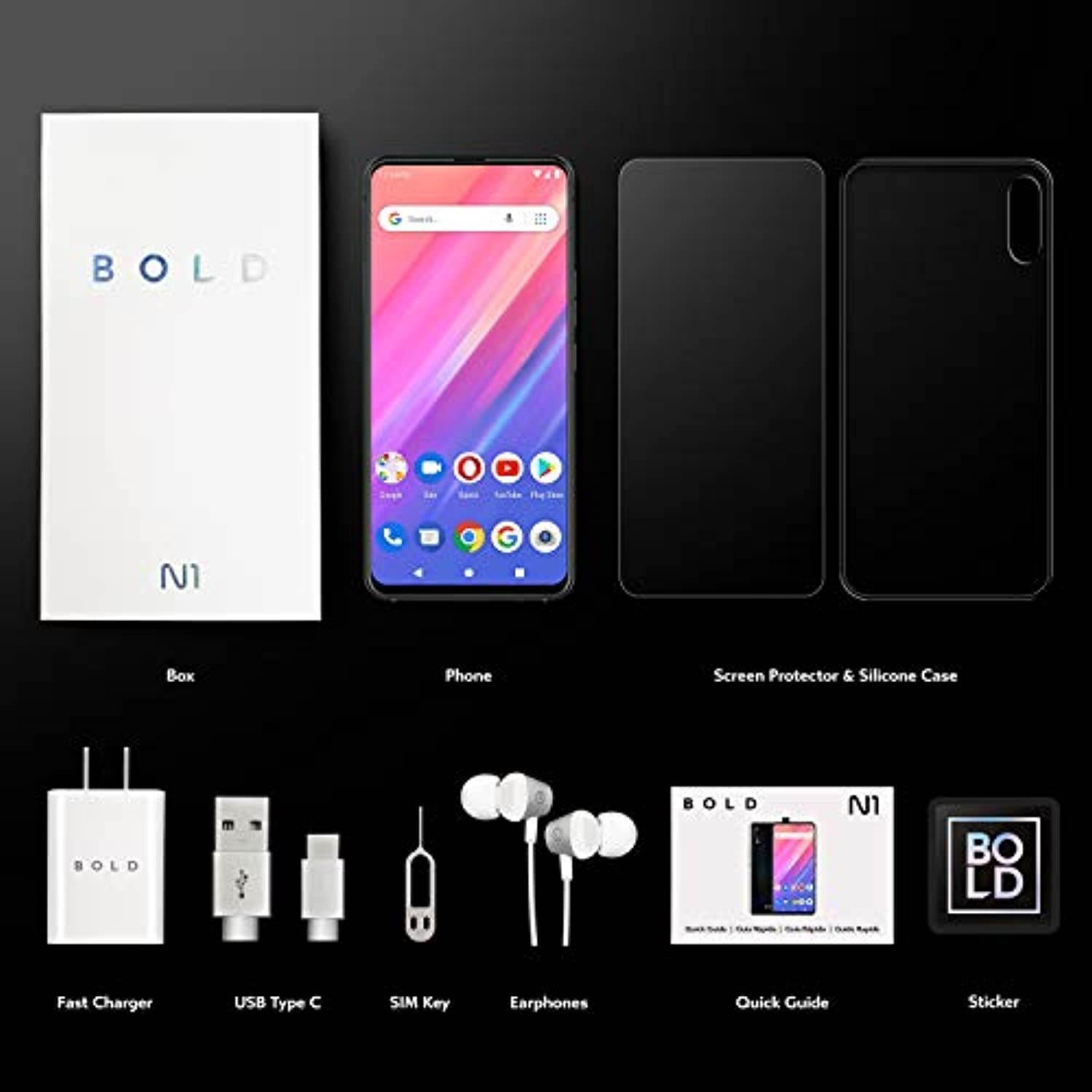 Bold N1-6.4" Full HD+ AMOLED All Screen Display, 128GB+4GB RAM - Raven Black (N0030WW)