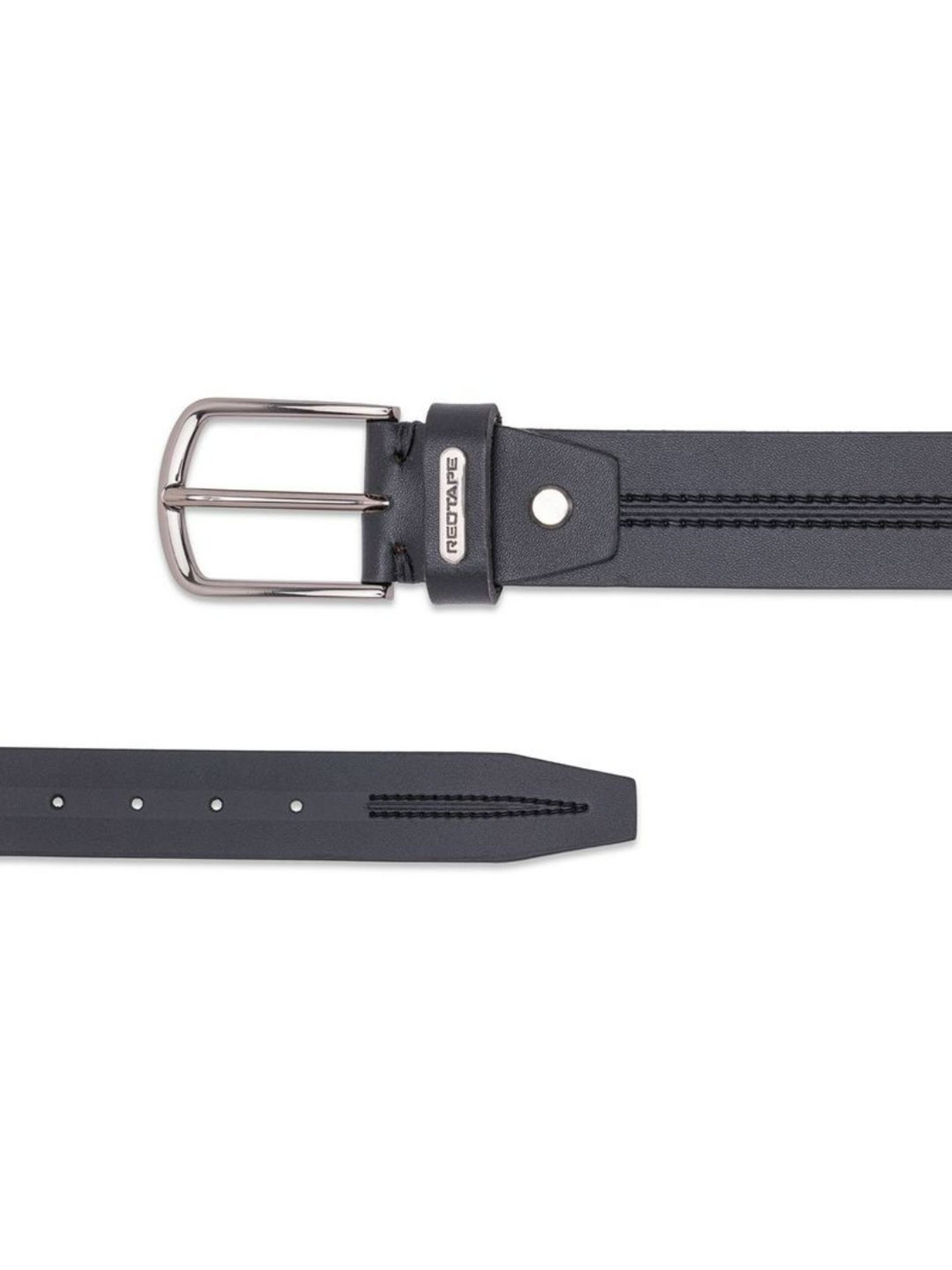 Red Tape Black Leather Waist Belt for Men