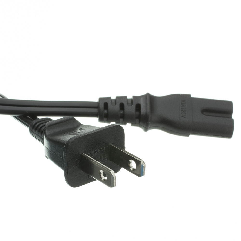 Notebook/Laptop Power Cord, NEMA 1-15P to C7, Non-Polarized, 10 ft