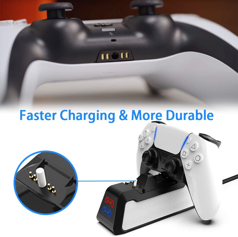 PS5 Controller Charger Station, Dual Controller Charger Station Dock with Fast Charging USB Type C Docking Stand with LED Charge Indicator Lights for Sony Playstation 5 DualSense Controllers