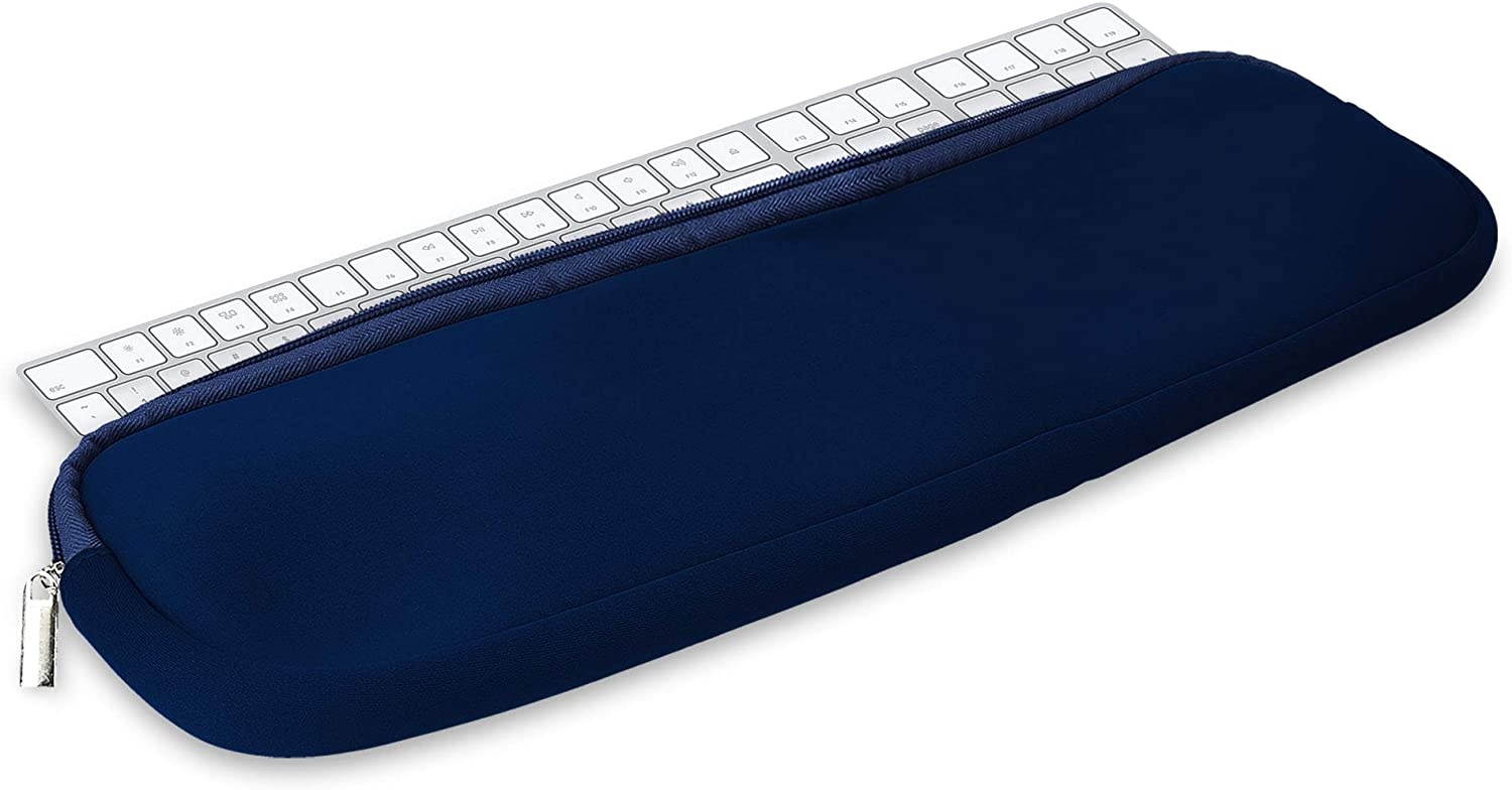 kwmobile Neoprene Pouch Compatible with Apple Magic Keyboard with Numeric Keypad - Keyboard Protector Dust Cover with Zipper - Dark Blue