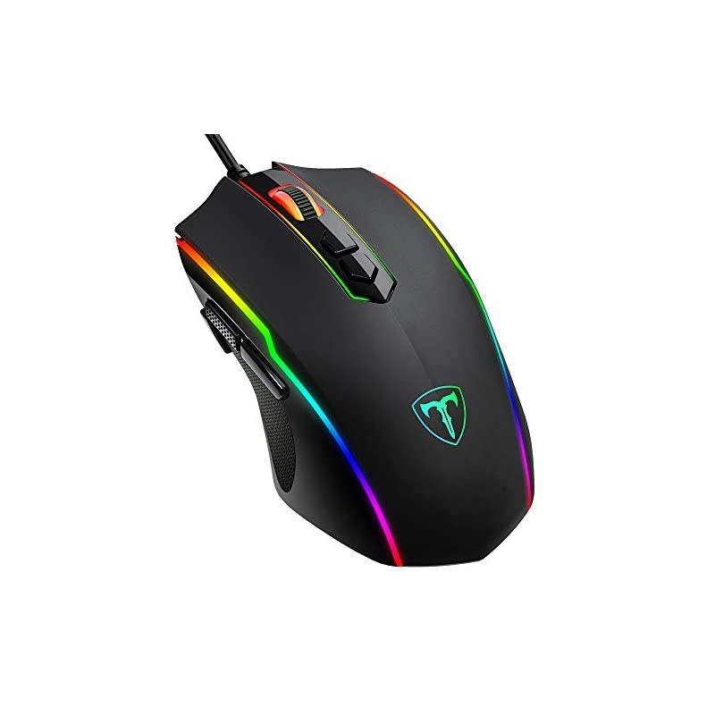 Gaming Mouse Wired RGB Chroma Backlit Gaming Mouse 8 Programmable Buttons 7200 DPI Adjustable Comfortable Grip Ergonomic Optical PC Computer Gaming Mice with Fire Button Sega Genesis Acces