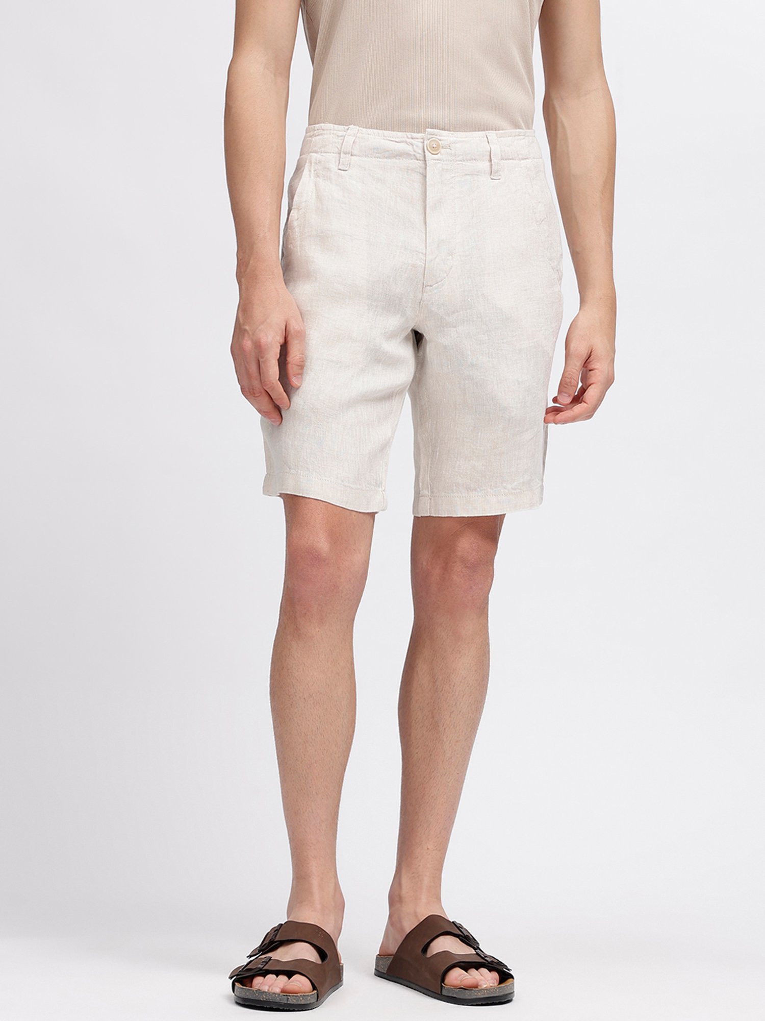Bruun & Stengade Beige Regular Fit Linen Shorts