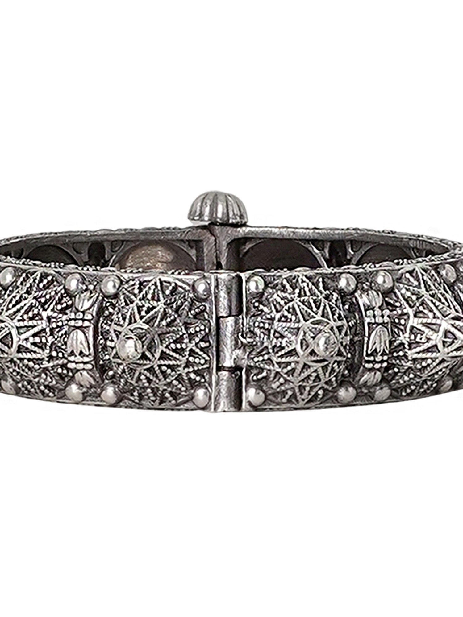 Teejh Ethnic  Pahal Silver Oxidized Bangle for Women