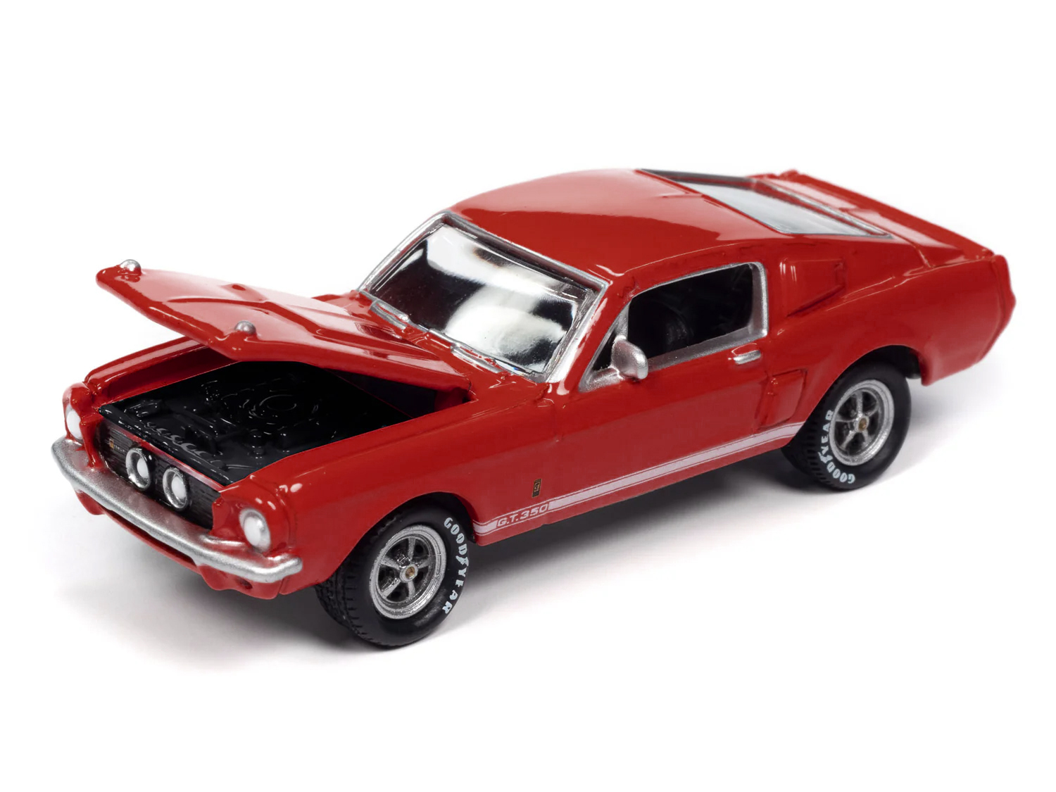 1967 Shelby GT-350 Red with White Side Stripes "Mecum Auctions" "Pop Culture" 2024 Release 2 1/64 Diecast Model Car by Johnny Lightning