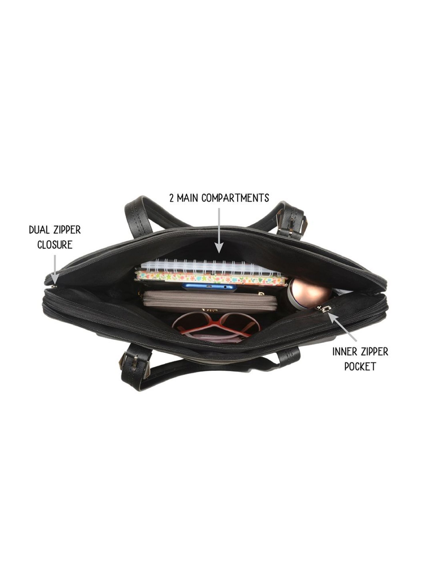 Baggit Bold Valori Black PU Solid Laptop Messenger Bag