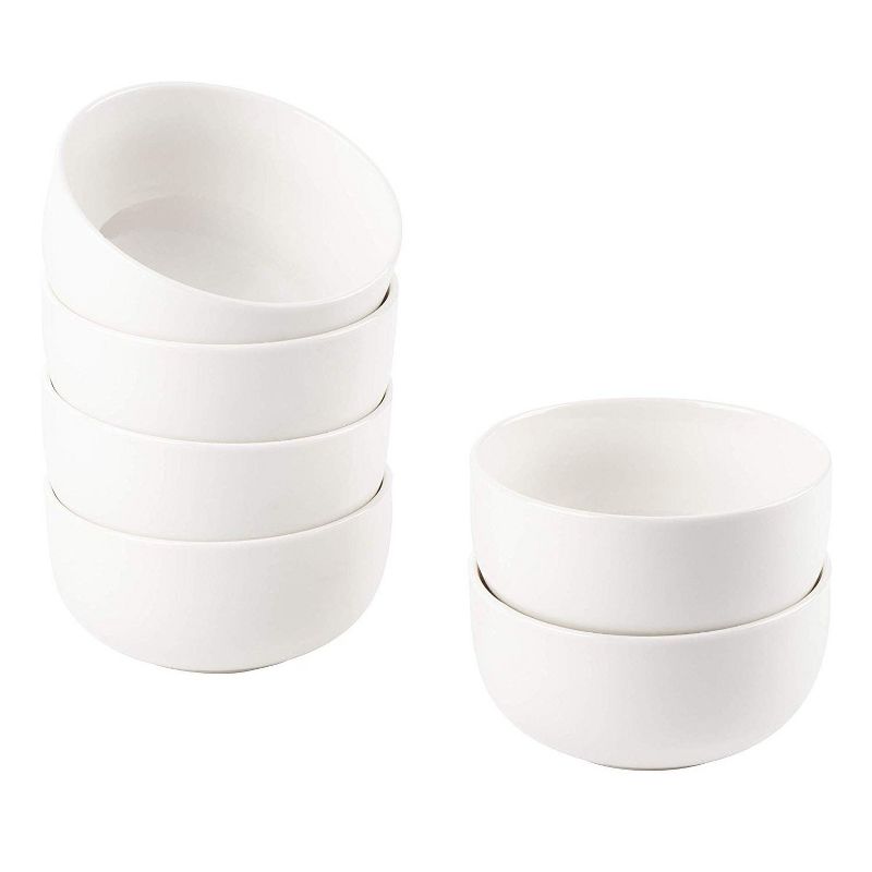 Porcelain Bowls - 6-Pack 10-Ounce White Porcelain Bowl Set, Individual Bowls for Soup, Snacks, Ice Cream, Dessert, 4.1 x 4.1 x 2 Inches