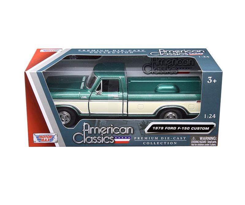 1979 Ford F-150 Pickup Truck Green Metallic and Cream 1/24 Diecast Model Car by Motormax