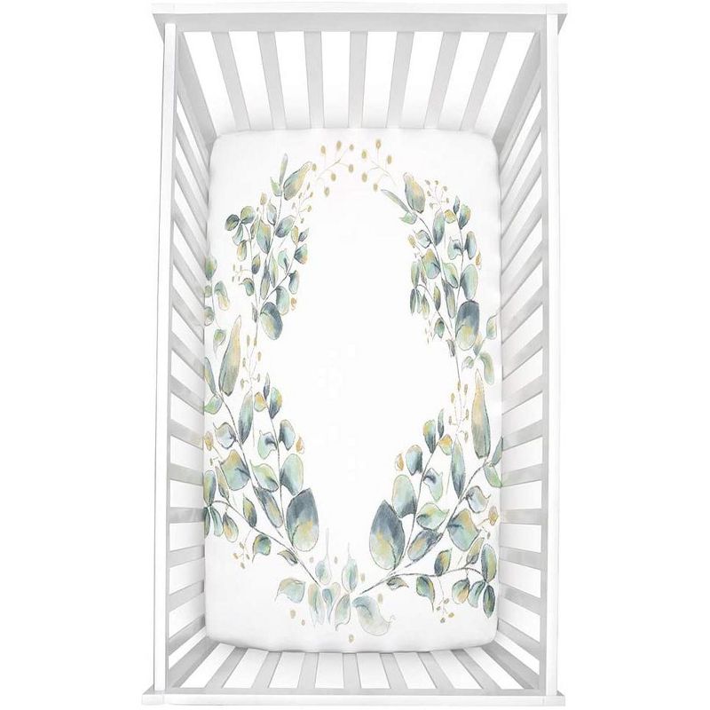 JumpOff Jo Fitted Crib Sheet, Cotton Crib Sheet for Standard Sized Crib Mattresses, Hypoallergenic and Breathable, 28" x 52", Botanical Natural Leaf