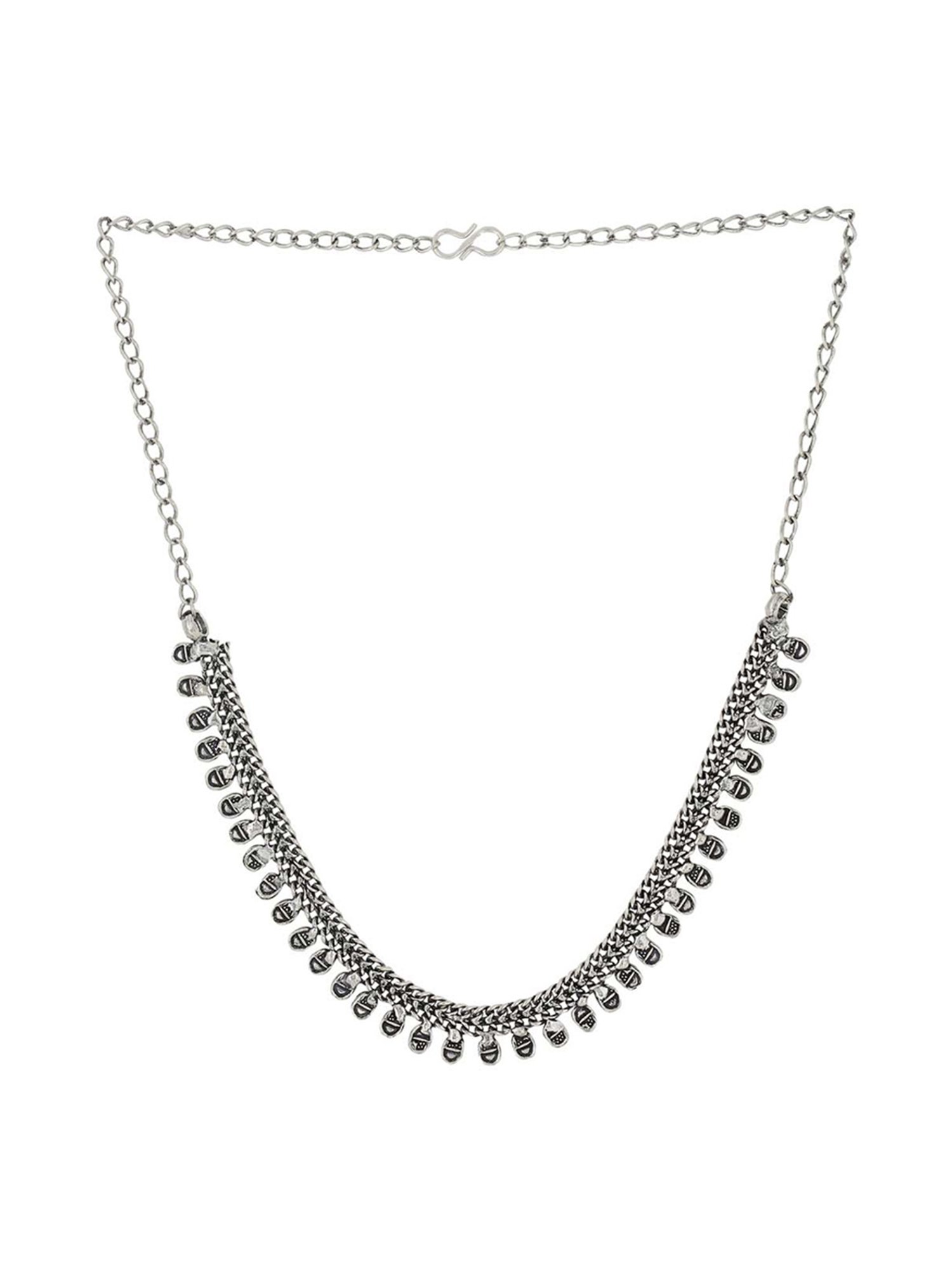 NVR Silver-Plated Oxidized Necklace for Women