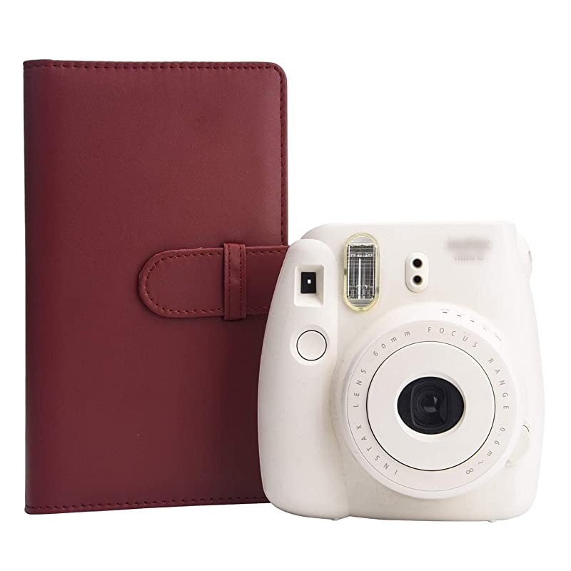 Wallet PU Leather Photo Album Compatible with Fujifilm Instax Mini Instant Film Retro Red