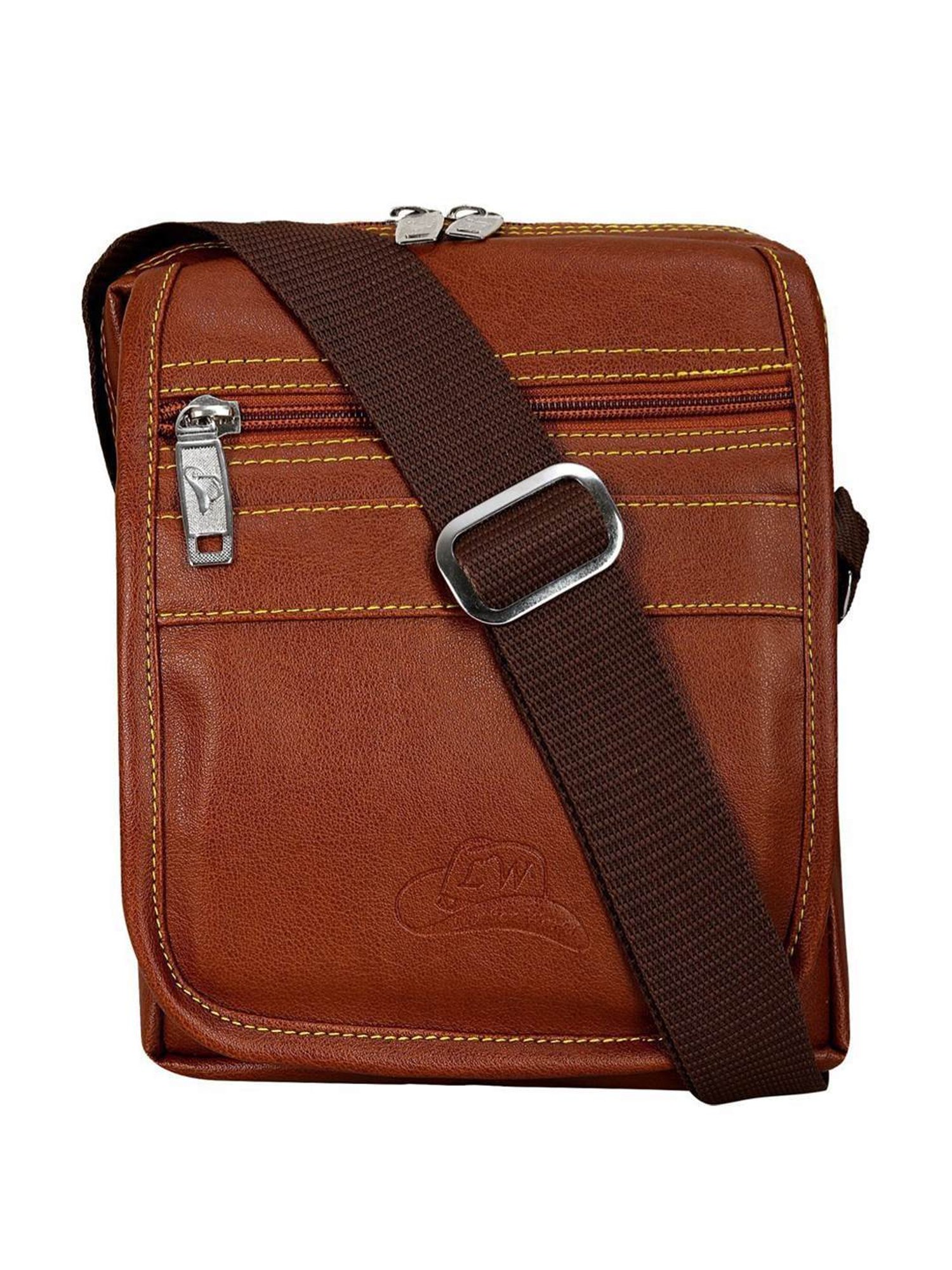 Leather World Tan Solid Medium Cross Body Bag