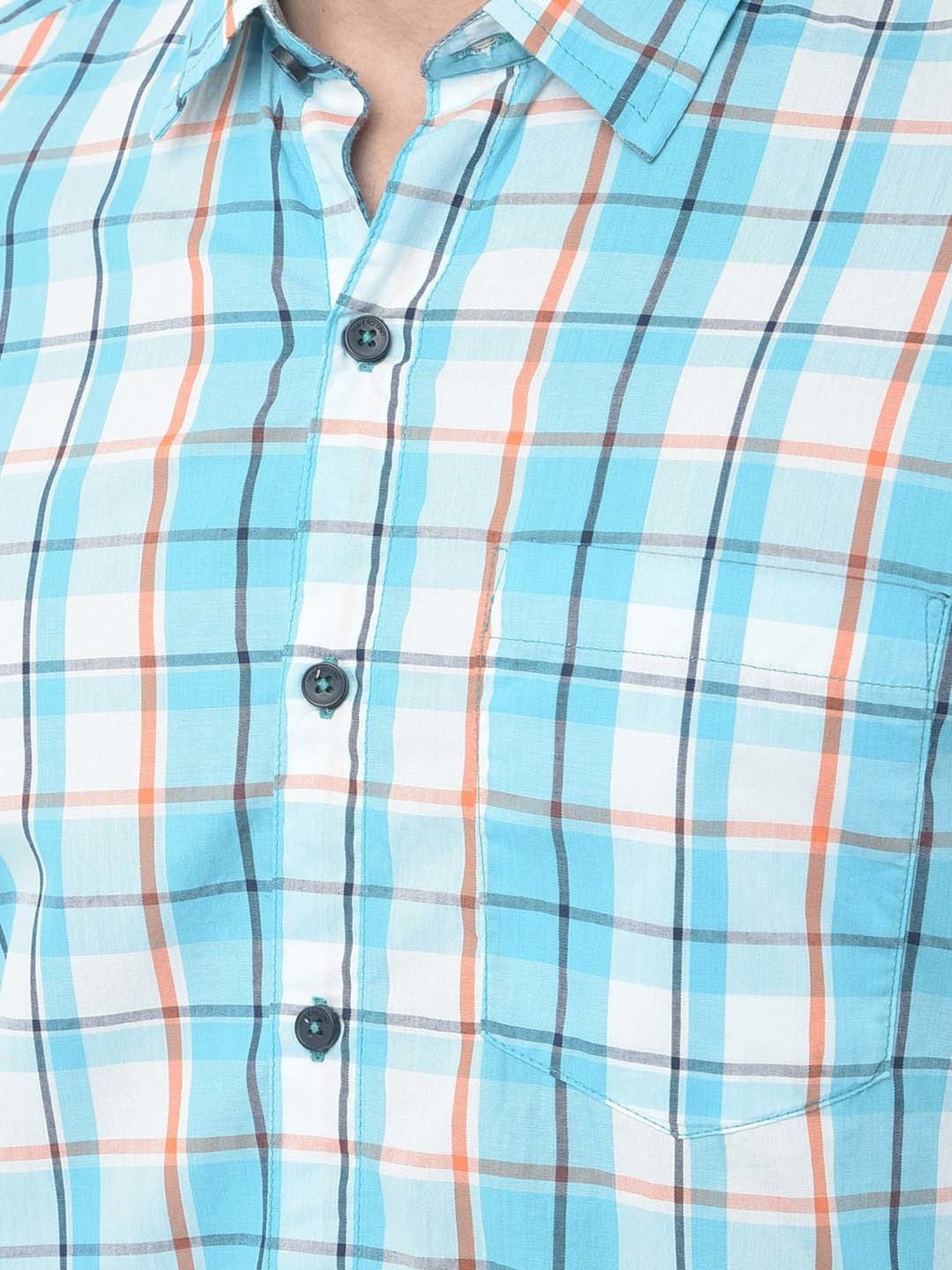 NUMERO UNO Sea Green Slim Fit Check Shirt