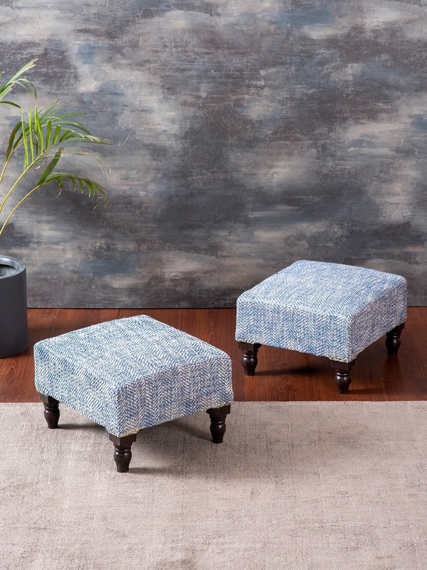 Chumbak Jodhpur Sailor Solid Blue Sheesham Wood Bench