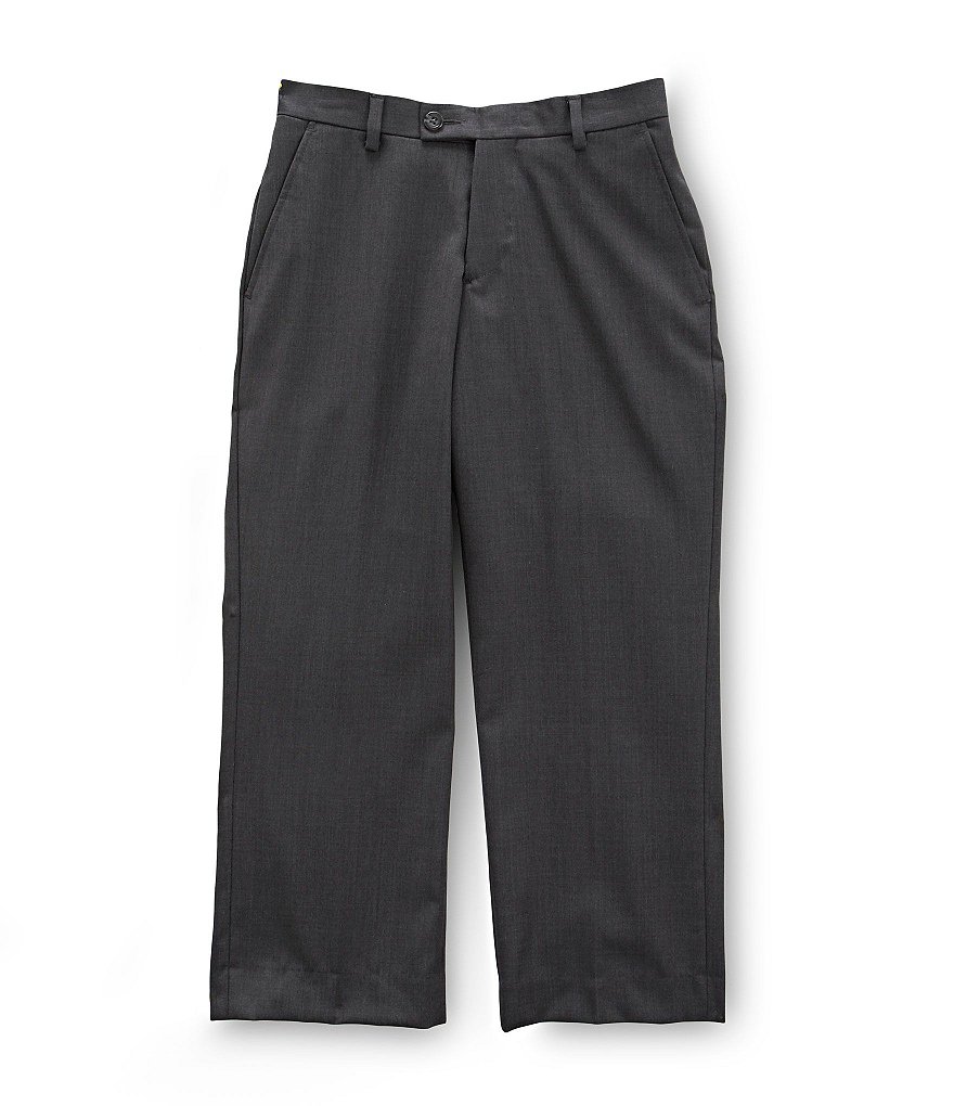 Class Club Gold Label Big Boys 8-20 Charcoal Flat-Front Dress Pants