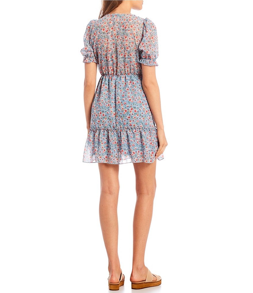 Allison & Kelly Short-Sleeve Printed Chiffon Babydoll Dress