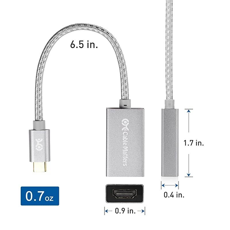 Aluminum USB C to HDMI Adapter in Space Gray for Surface Pro 7 and More - Support 4K 60Hz and HDR