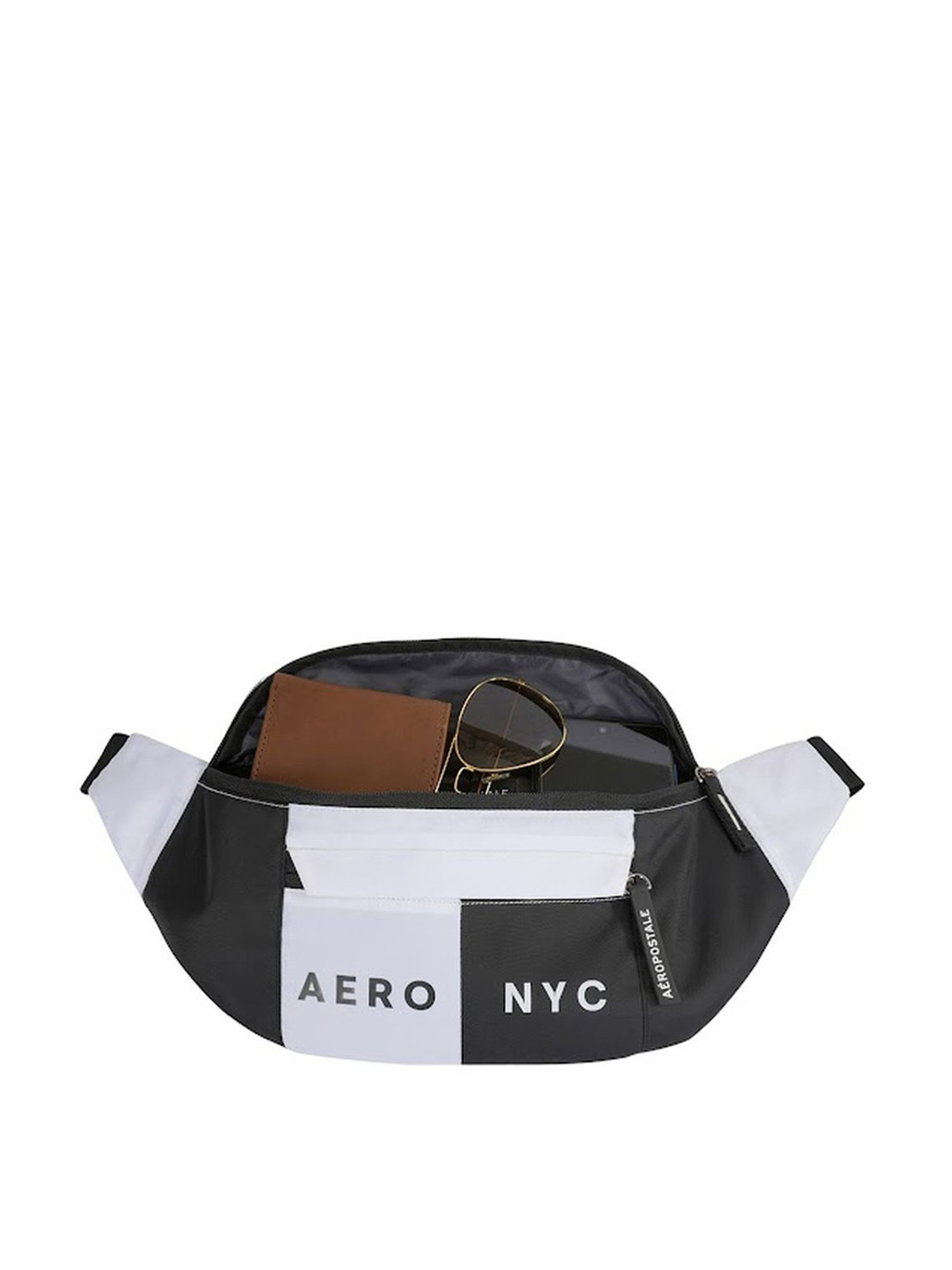 Aeropostale Carlin Light Blue & Black Polyester Color Block Waist Pouch