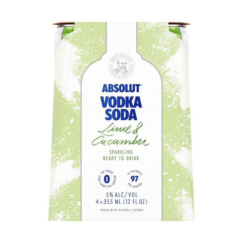 Absolut Lime & Cucumber Sparkling Vodka Soda - 4pk/355ml Cans