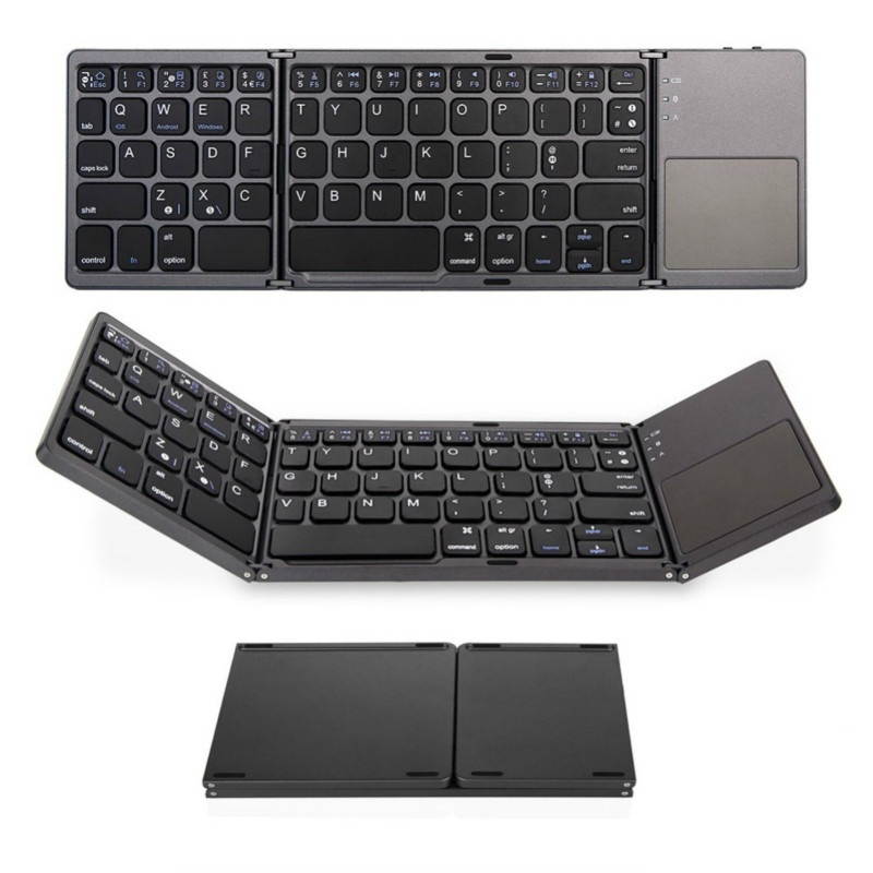 Portable Mini Ultra Slim Thin Foldable Folding BT Wireless Bluetooth Keyboard with Touchpad for IPhone IPad MacBook Phone Tablet PC
