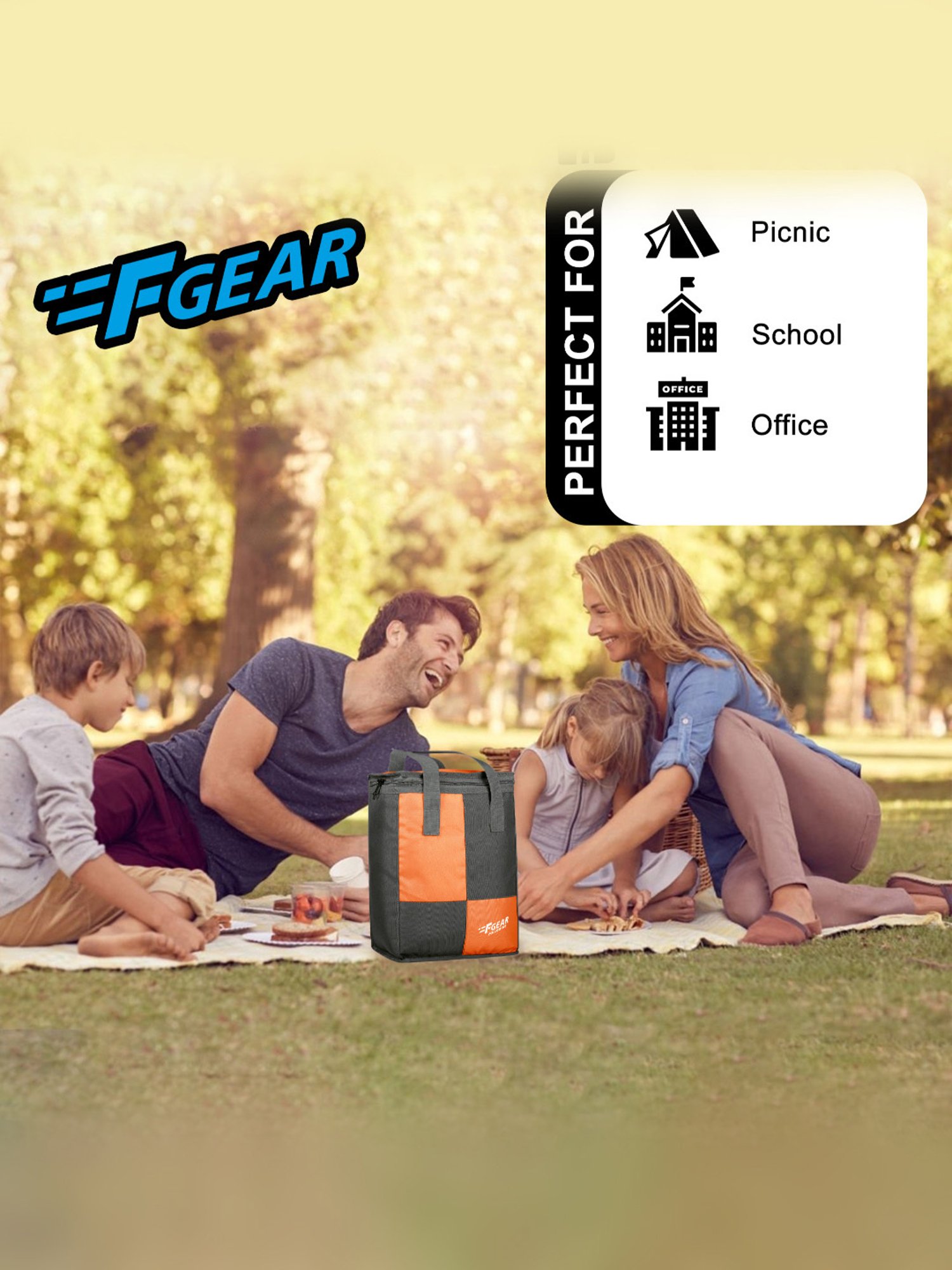 F Gear Soiree Grey Orange Medium Lunch Bag