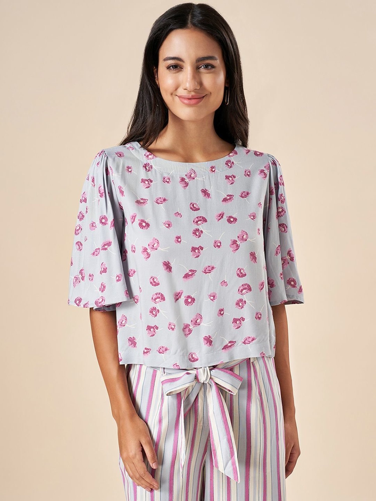 Akkriti by Pantaloons Blue Printed Top