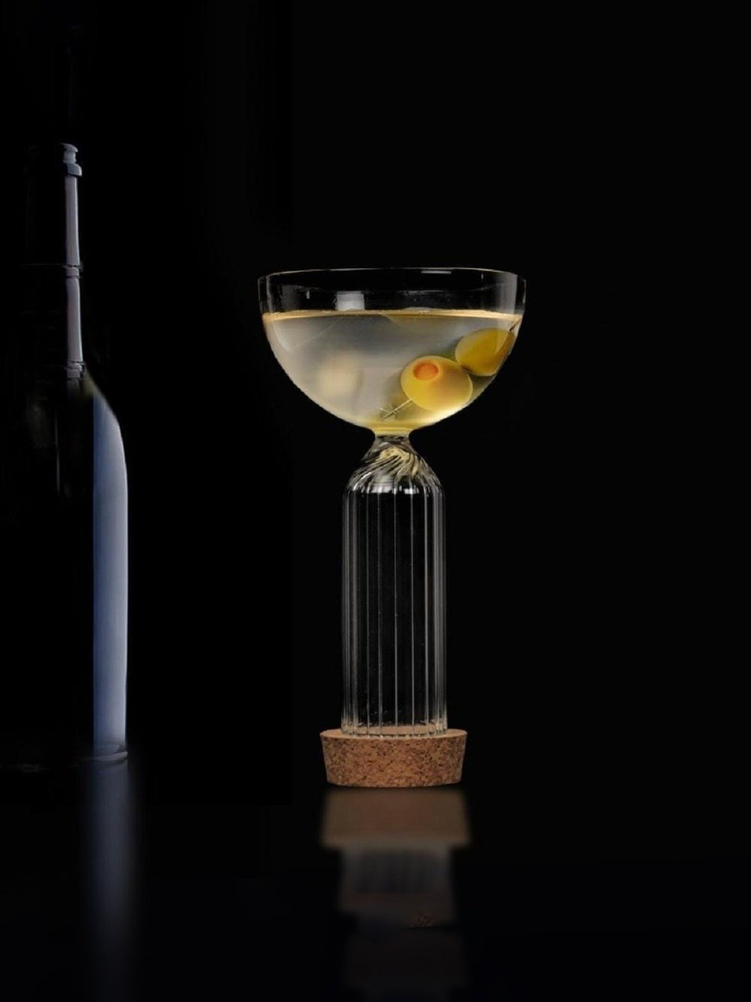 Melbify Ribbed Stem Coupe Fancy Transparent Cocktail Glass 250ml - Set of 2