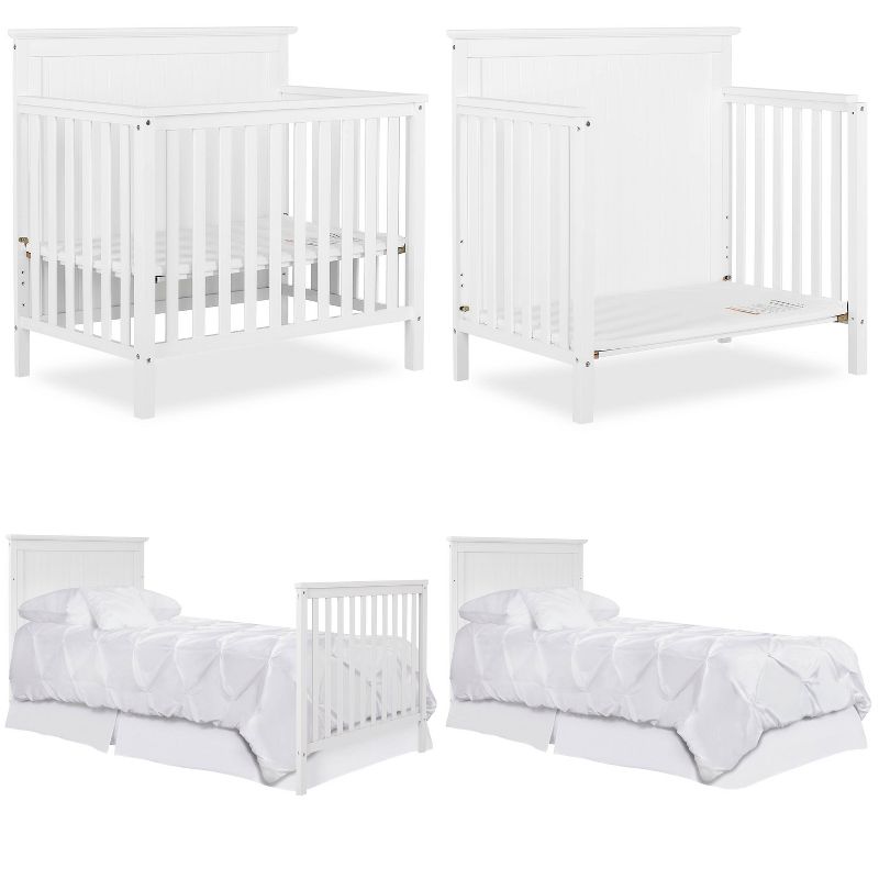 Dream On Me Jasmin 4-in-1 Convertible Mini Crib - White