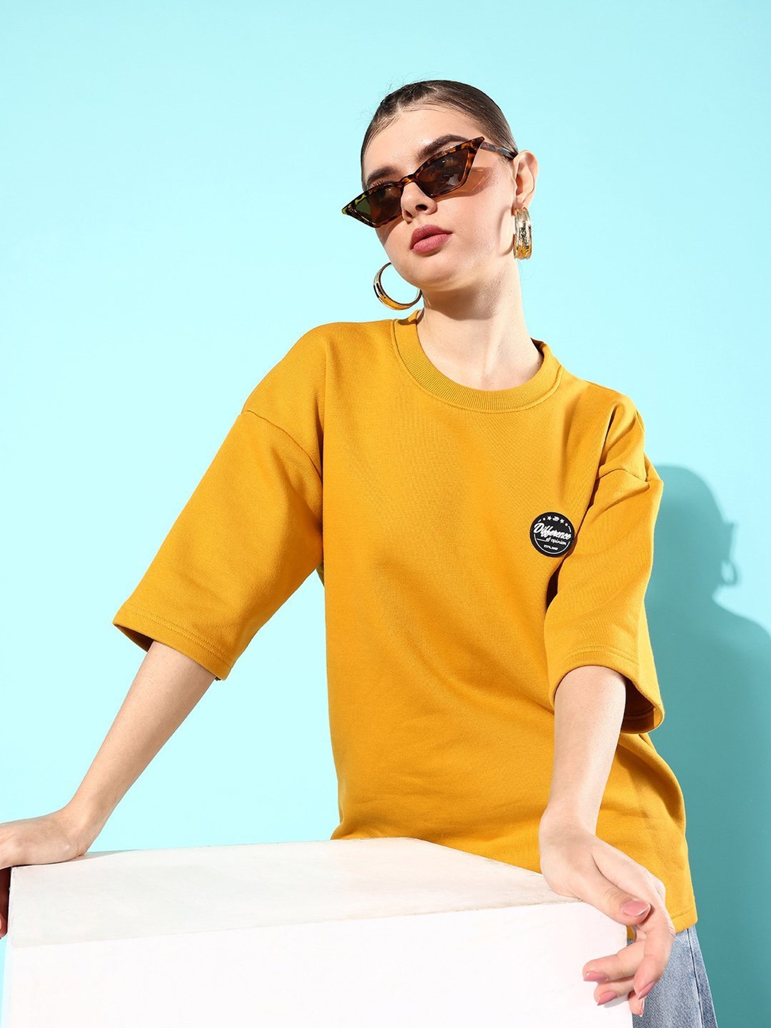 Difference of Opinion Mustard Fleece Oversized Sweatshirt