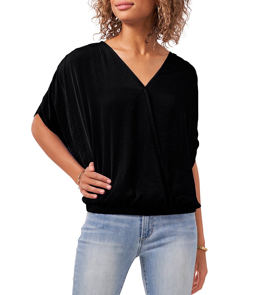 Vince Camuto Dolman Sleeve Foldover Front Rumple Blouse