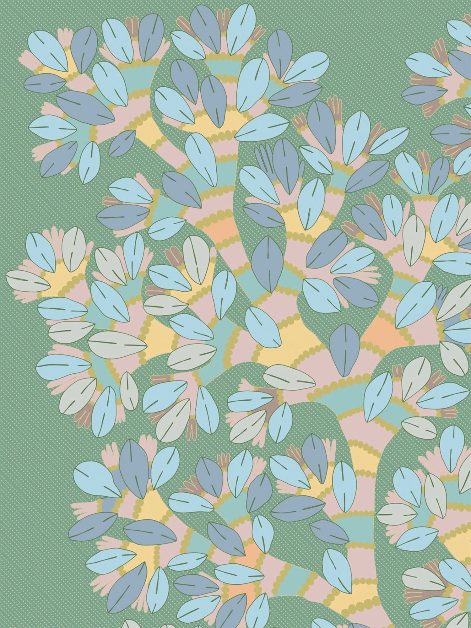 Petal Home Gondi Tree Green Cotton 300 TC Bedsheet