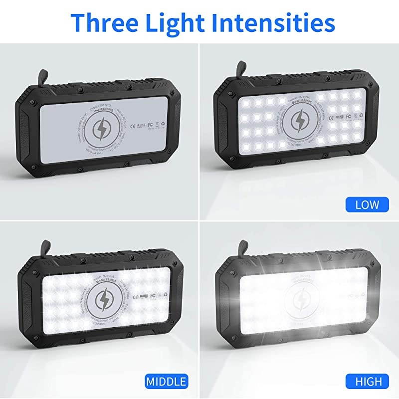 Charger 26800mAh,Wireless Portable Power Bank Panel Charger with 28 LEDs and 4 Outputs External Backup Battery Huge Capacity Phone Charger for Camping Outdoor for iOS Android