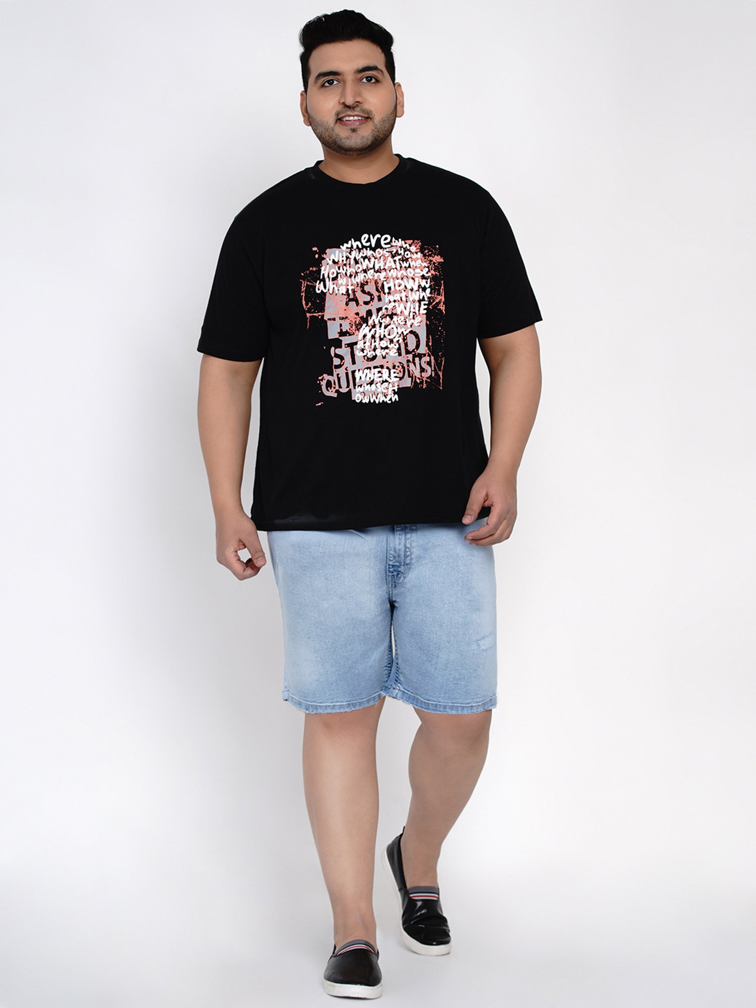 John Pride Blue Cotton Plus Size Shorts