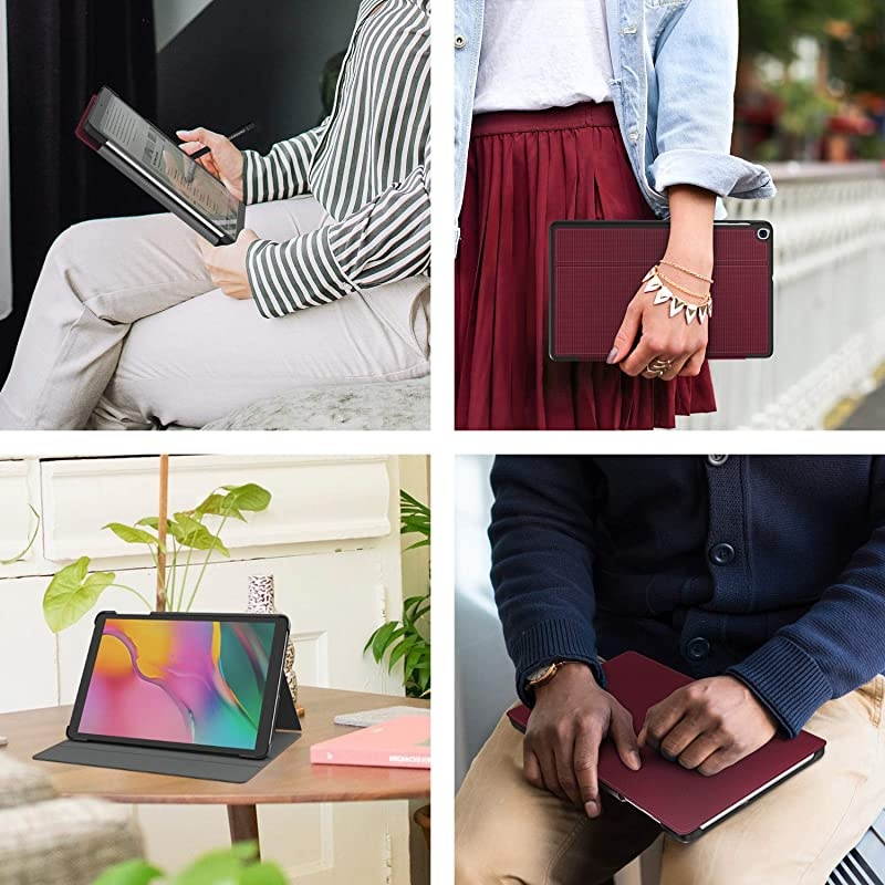 Galaxy Tab A 10.1 Case 2019, Premium Shock Proof Stand Folio Case,Multi- Viewing Angles, Soft TPU Back Cover for Samsung Galaxy Tab A 10.1 inch Tablet [SM-T510/T515/T517],Wine
