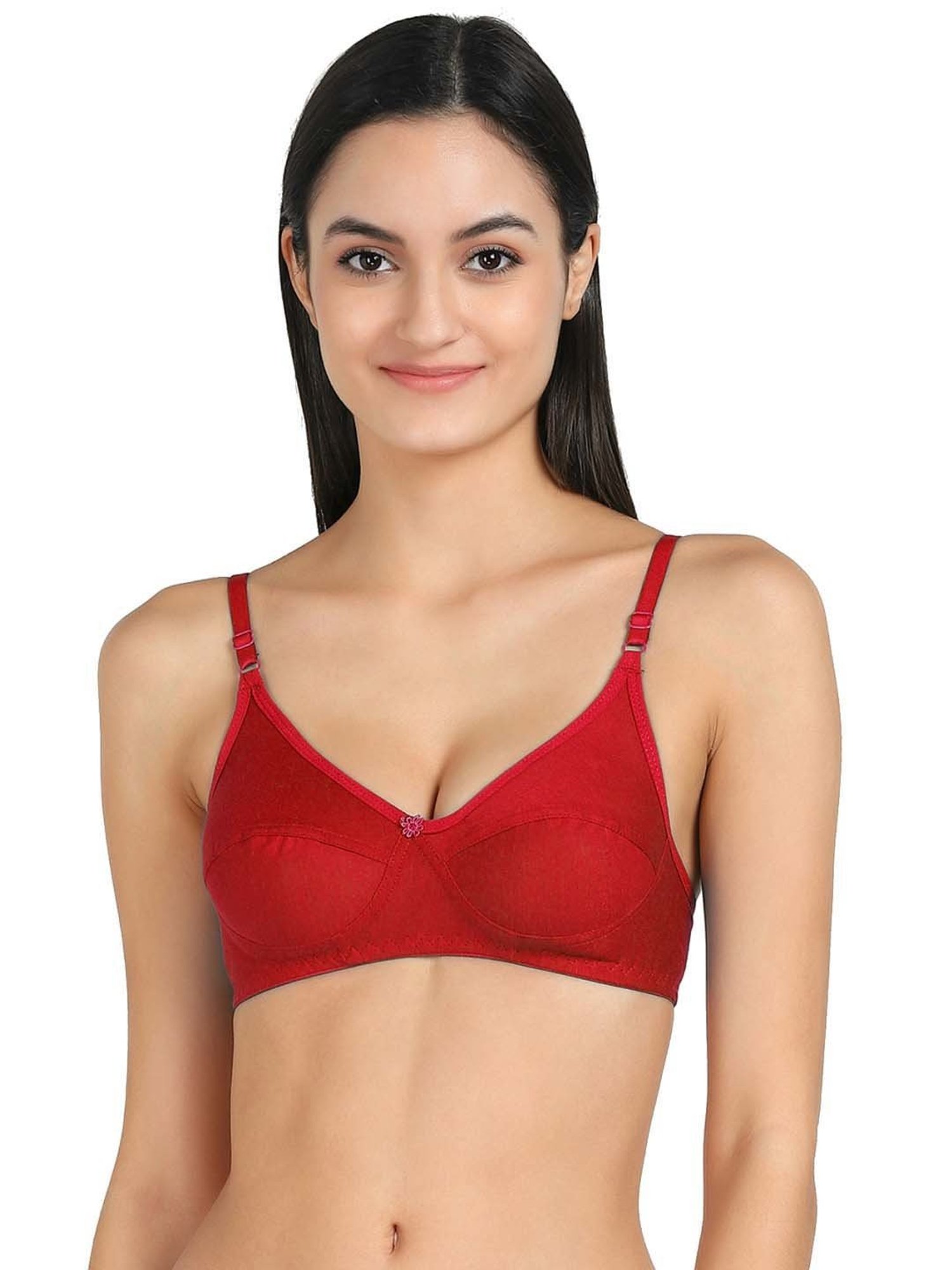 AROUSY Blue & Red Cotton Everyday Bras - Pack Of 5