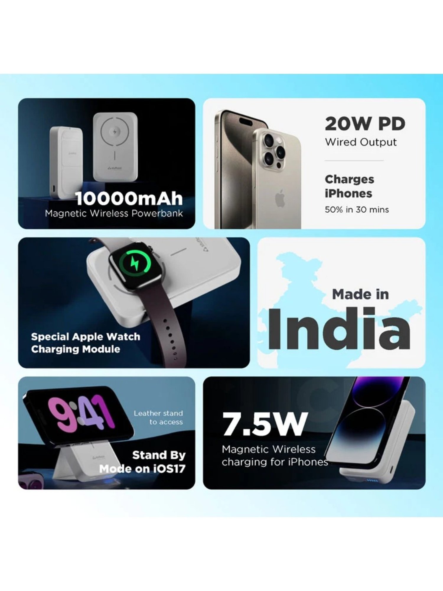 Stuffcool Duo 10000mAh Magnetic Wireless Powerbank (White)