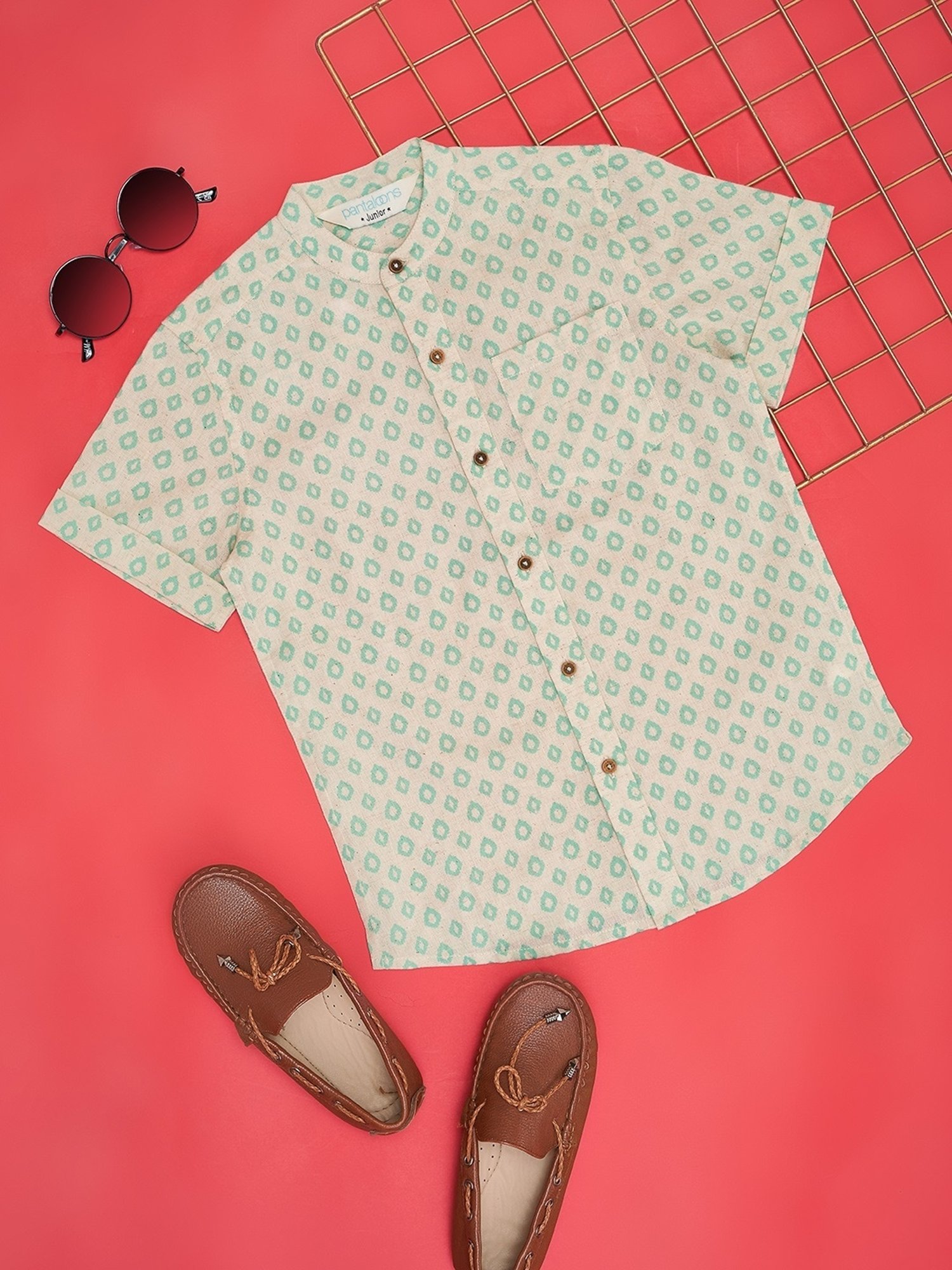 Indus Route by Pantaloons Boys White Print Shirt