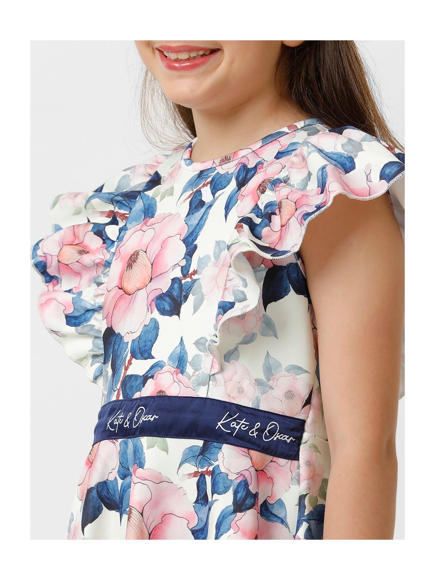 Kate & Oscar Kids Multicolor Floral Print Dress